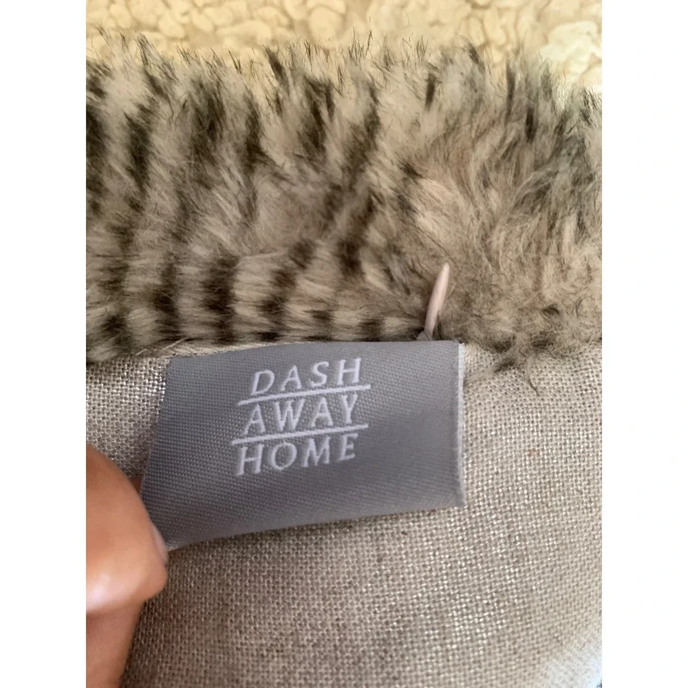 Dash Away Home Let it Snow Lumbar Pillow Faux Fur Trim Linen Blend Holiday Decor